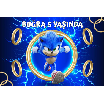 Sonic Ring Temalı Doğum Günü Afiş