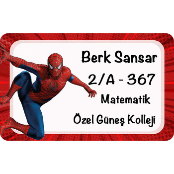 Spiderman Kırmızı Çerçeve Temalı Defter Etiketi