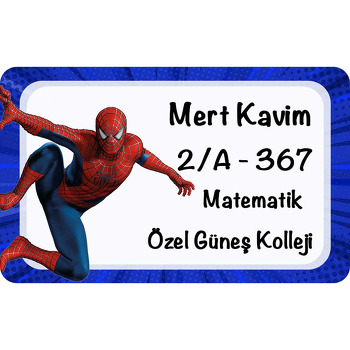 Spiderman Mavi Çerçeve Temalı Defter Etiketi