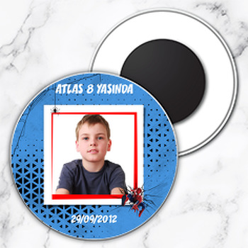 Spiderman Temalı Resimli Daire Plastik Magnet