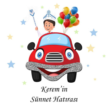 Sünnet Çocuğu ile Balonlu Kırmızı Araba Temalı Sticker