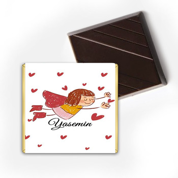 Süper Kız ile Kalp Çizim Temalı Çikolata Sargısı