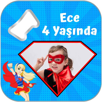 Supergirl Temalı Kare Magnet Açacak