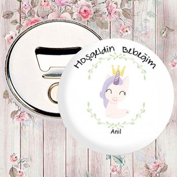 Taçlı Unicorn Temalı Magnet Açacak