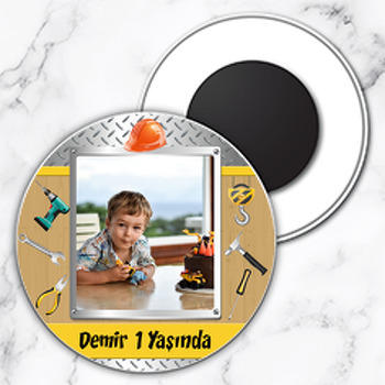 Tamirci Temalı Resimli Daire Plastik Magnet