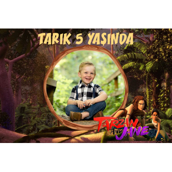 Tarzan ile Jane Temalı Plastik Doğum Günü Magnet