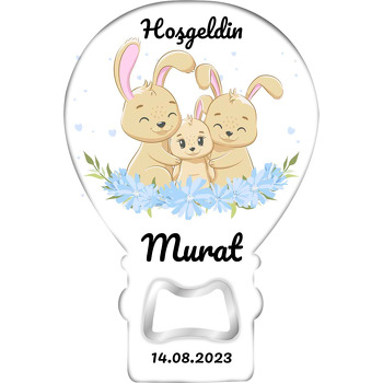 Tavşan Ailesi ile Mavi Güller Temalı Balon Magnet Açacak