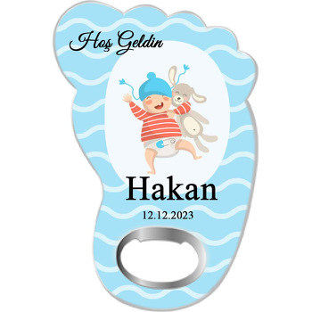 Tavşanla Uykucu Bebek Temalı Ayak İzi Magnet Açacak