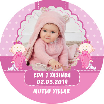 Tavşanlı Pembe Bebek Temalı Resimli Sticker