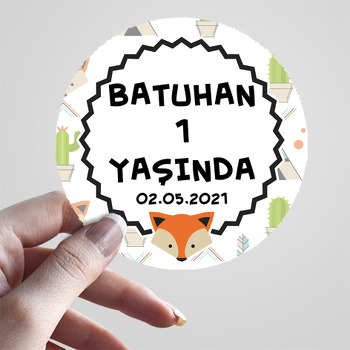 Tilki ile Kaktüs Temalı Sticker