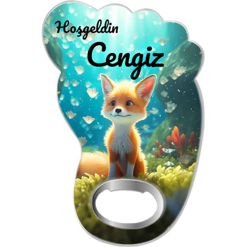 Tilki Işıltılı Ormanda Temalı Ayak İzi Magnet Açacak