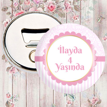 Toz Pembe Damask ve Kurdele Temalı Magnet Açacak