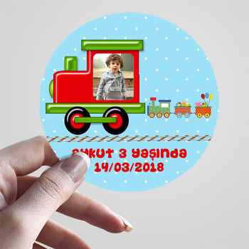 Tren Çerçeve Temalı Resimli Sticker