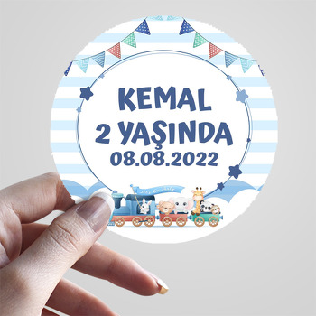 Tren ile Sevimli Hayvanlar Temalı Sticker