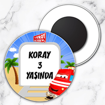 Tren Troy Temalı Daire Plastik Magnet