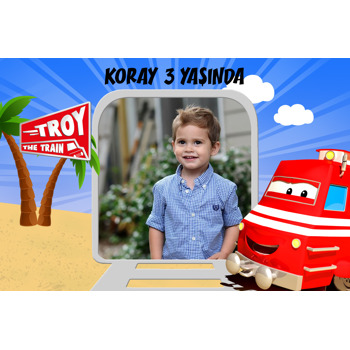 Tren Troy Temalı Doğum Günü Afiş