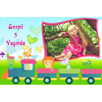 Tren ve Safari Temalı Doğum Günü Plastik Magnet