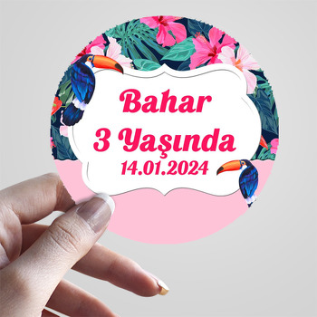 Tukan Kuşu Pembe Çiçekler Temalı Sticker