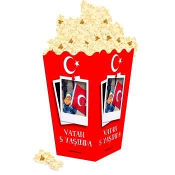 Türk Bayrak Temalı Popcorn Kutusu