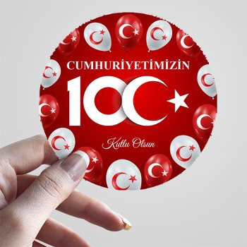 Türk Bayraklı Balonlar ile 100. Yıl Cumhuriyet Temalı Sticker