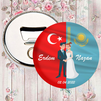 Türk ve Kazak Bayrağı Temalı Magnet Açacak