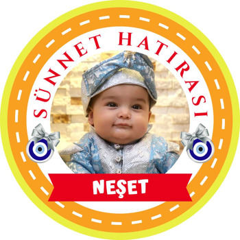 Turuncu Sünnet Hatırası ile Nazar Boncuğu Temalı Sticker