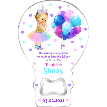 Tütü Etekli Bebek ile Unicorn Taç Temalı Balon Magnet Açacak