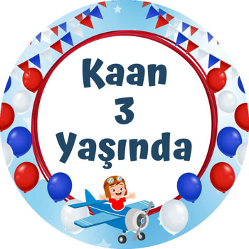 Uçak ile Pilot Temalı Parti Sticker