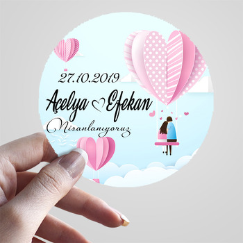 Uçan Balon Temalı Söz Nişan Nikah Sticker