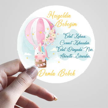 Uçan Balonlu Unicorn Temalı Sticker