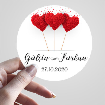 Uçan Kalpler Temalı Söz Nişan Nikah Sticker