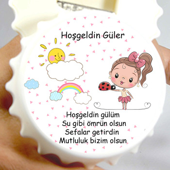 Uğur Böcekli Kız Bebek Temalı Kapak Şekilli Magnet Açacak