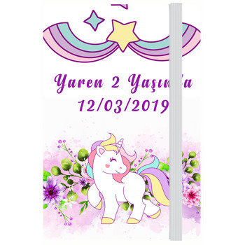 Unicorn Çiçek Temalı Doğum Günü Kişiye Anı Özel Defter