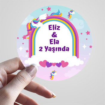 Unicorn İkiz Kız Temalı Sticker