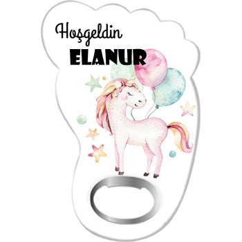 Unicorn ile Balonlar ve Yıldızlar Temalı Ayak İzi Magnet Açacak