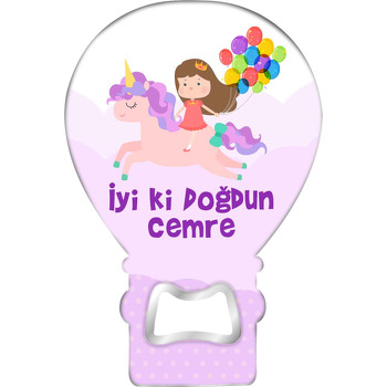 Unicorn ile Balonlu Kız Gökyüzünde Temalı Balon Magnet Açacak