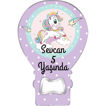 Unicorn ile Mor Yıldızlı Fon Temalı Balon Magnet Açacak