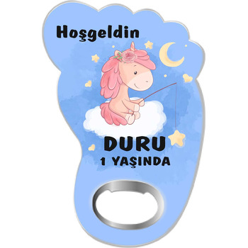 Unicorn ile Yıldız Oltası Temalı Ayak İzi Magnet Açacak