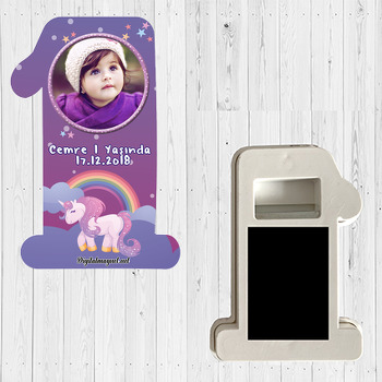 Unicorn Mor Temalı Doğum Günü Magnet Açacak