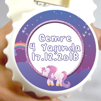 Unicorn Mor Temalı Kapak Şekilli Magnet Açacak