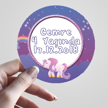 Unicorn Mor Temalı Sticker