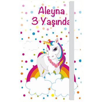 Unicorn Rainbow Temalı Doğum Günü Kişiye Anı Özel Defter