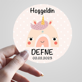 Unicorn Şeklinde Gökkuşağı Temalı Sticker