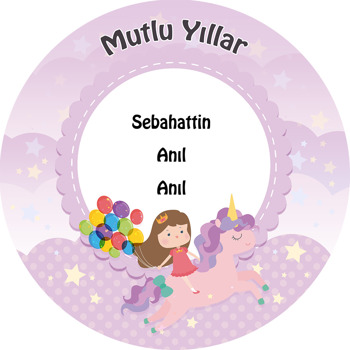 Unicorn ve Prenses Temalı Sticker