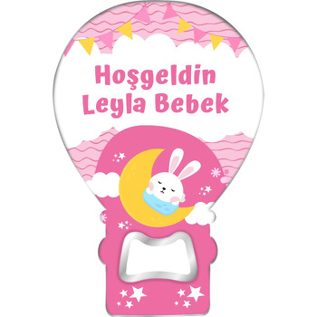 Uykucu Tavşan Pembe Temalı Balon Magnet Açacak