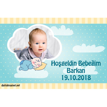 Uyuyan Sevimli Bebiş Temalı Hoşgeldin Bebek Magnet