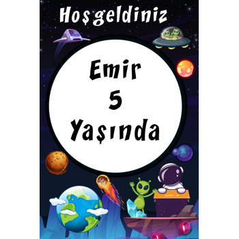 Uzayda Uzaylı ve Astronot Temalı Afiş