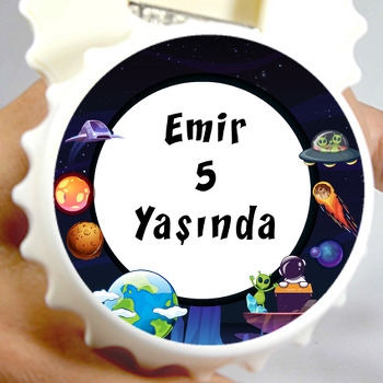 Uzayda Uzaylı ve Astronot Temalı Kapak Şekilli Magnet Açacak