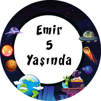 Uzayda Uzaylı ve Astronot Temalı Parti Sticker