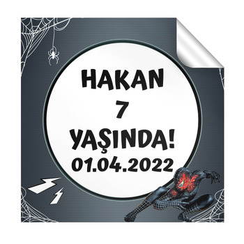 Venom Spiderman Temalı Kare Parti Etiket